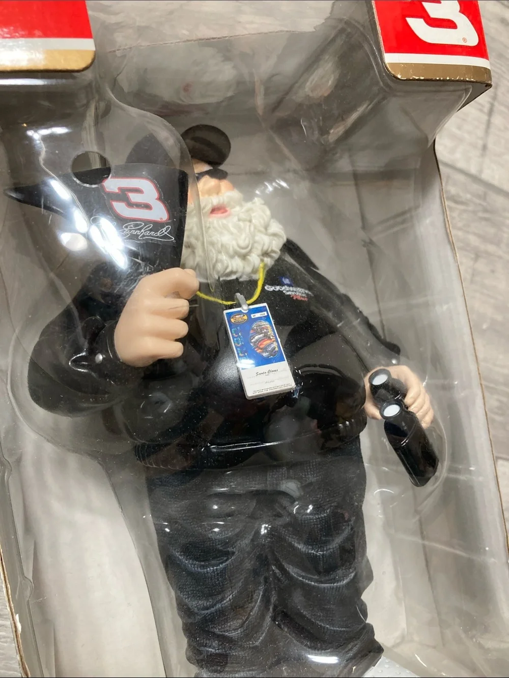 Nascar Dale Earnhardt Black #3 Santa Figurine with Flag